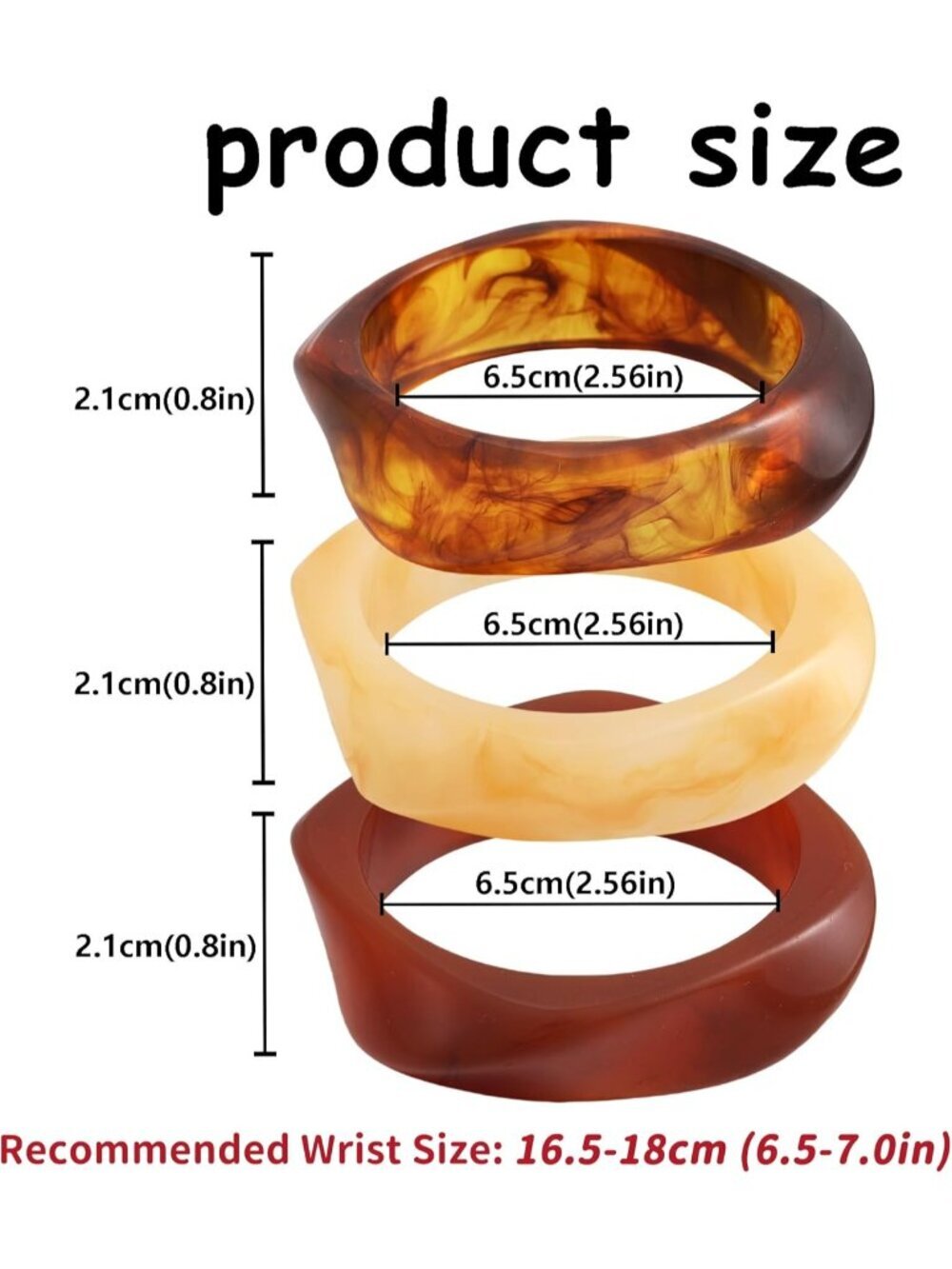 Women's Brown Chunky Resin Acrylic Geometric Bangle Bracelets Stackable Jewelry - Picture 5 of 7